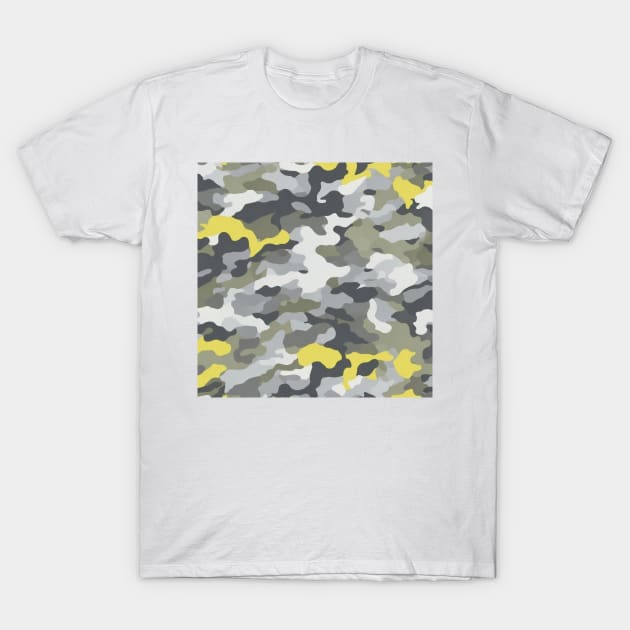 YELLOW AND WHITE CAMO DESIGN T-Shirt by ZARBIT